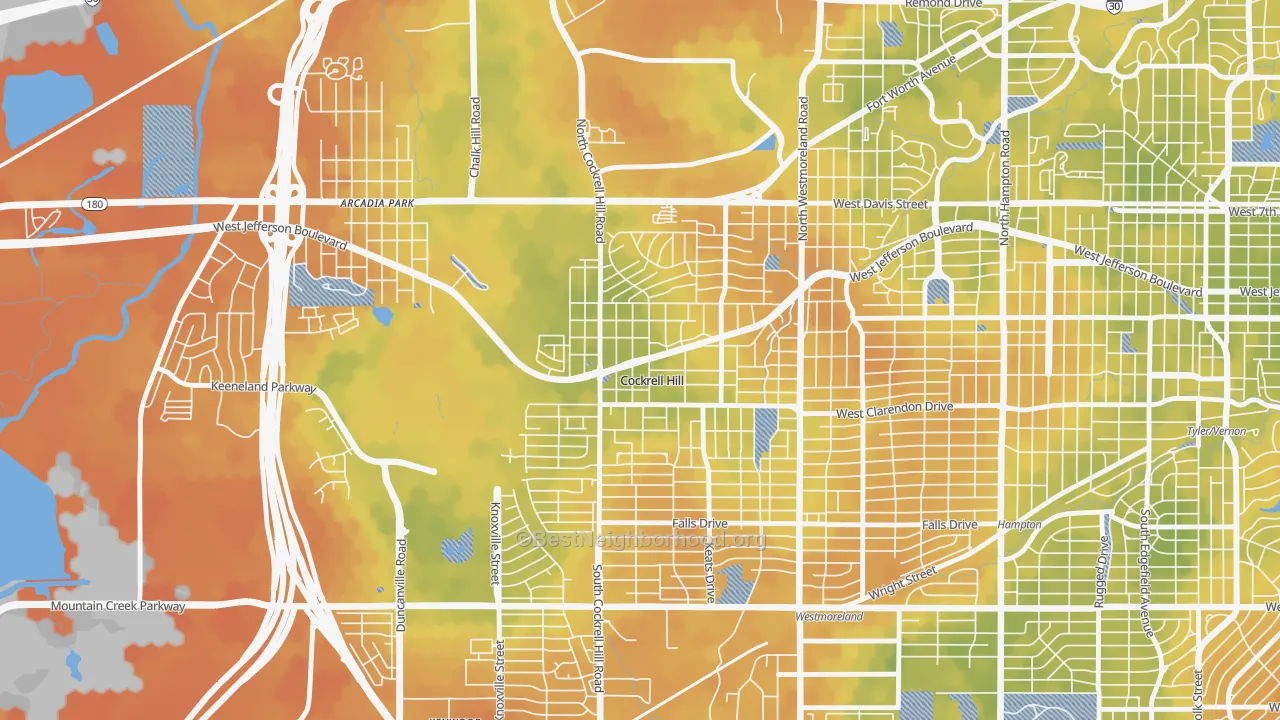 Bike Grade map of Cockrell Hill, TX