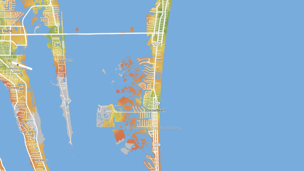 Bike Grade map of Cocoa Beach, FL