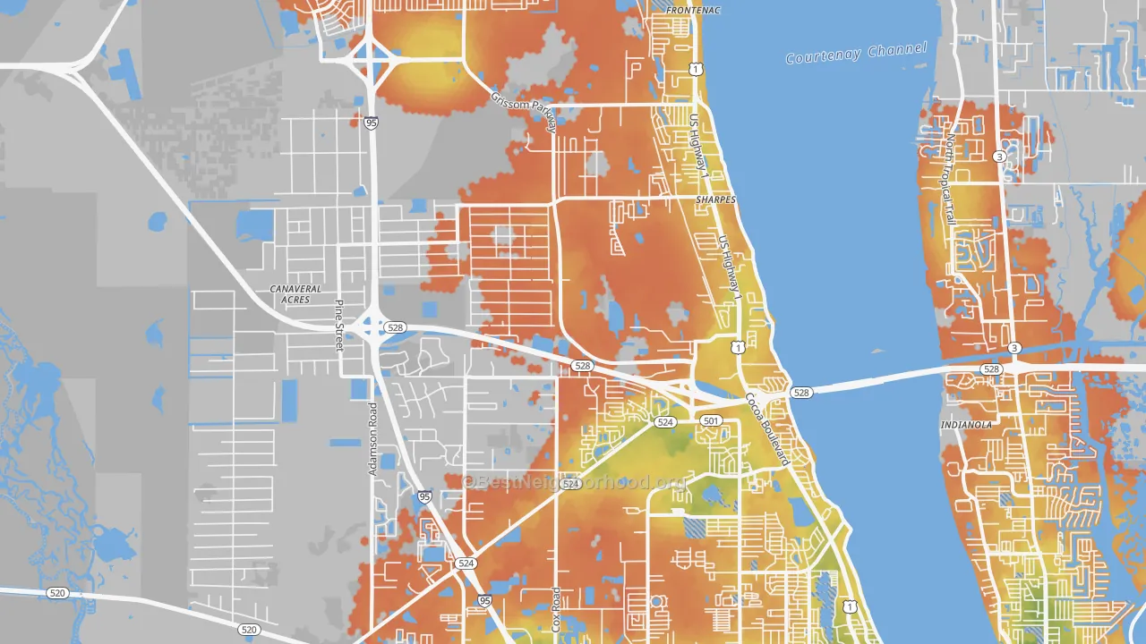 Bike Grade map of Cocoa, FL