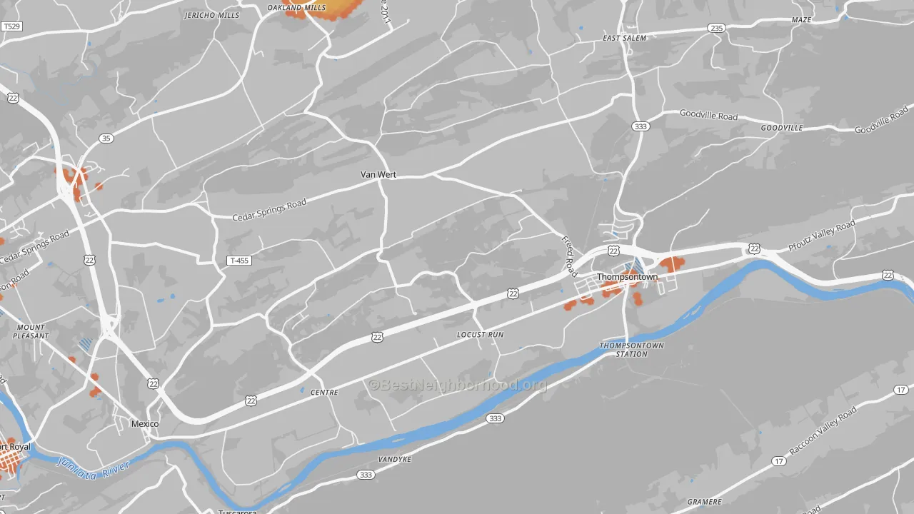 Bike Grade map of Cocolamus, PA