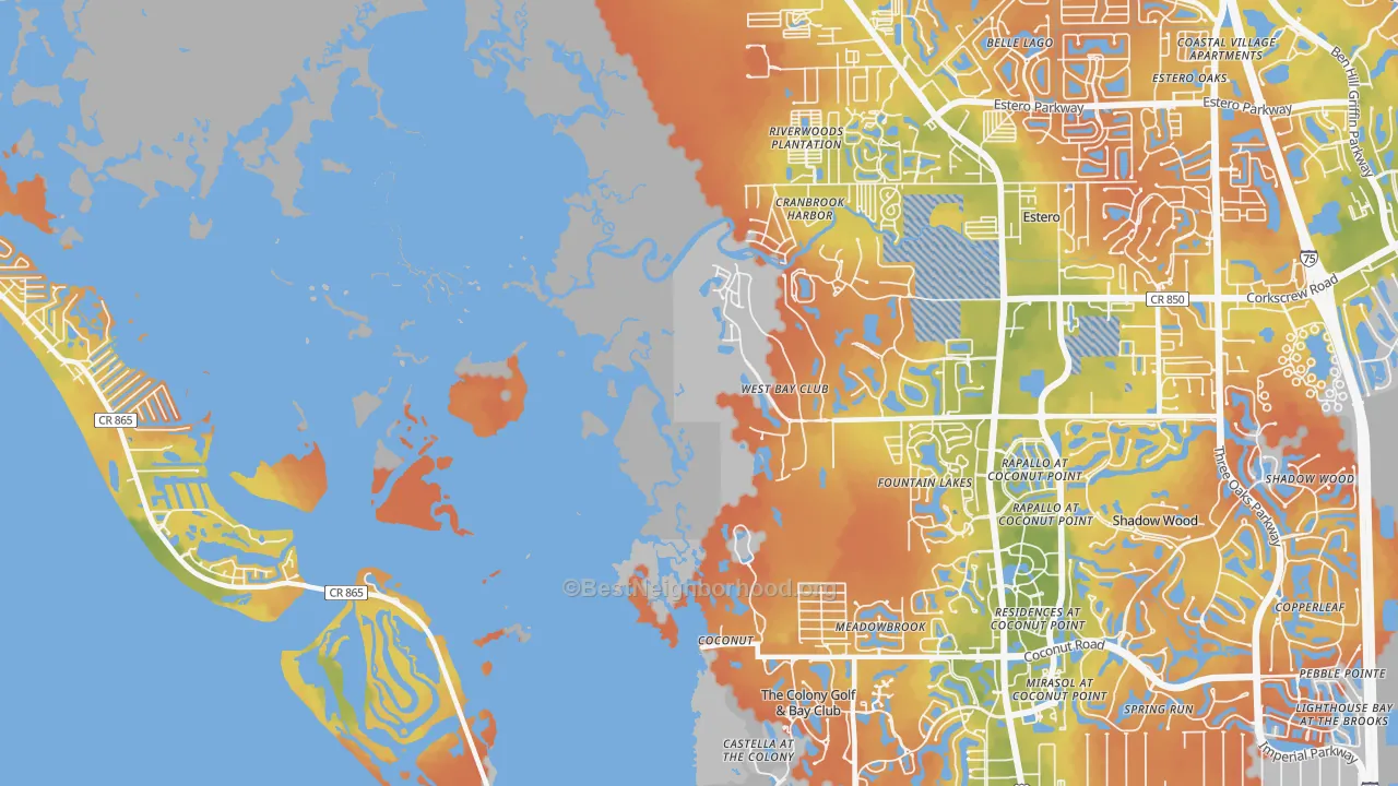 Bike Grade map of Coconut, FL