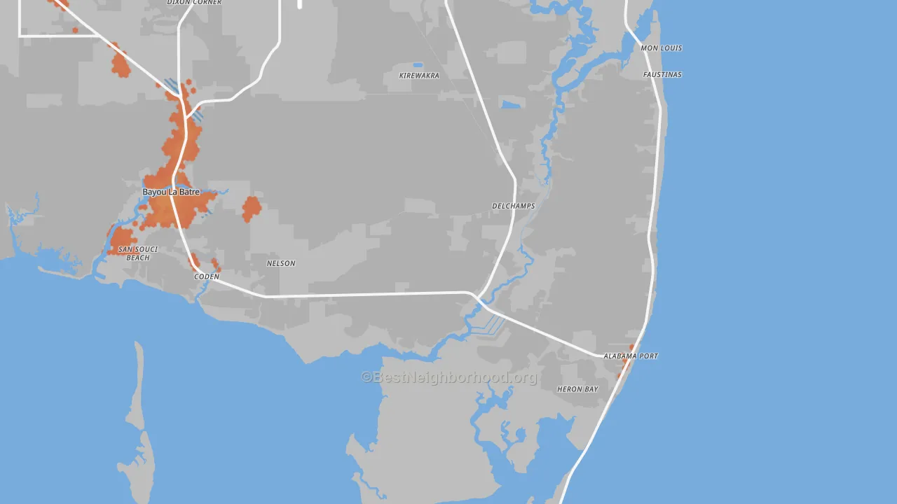 Bike Grade map of Coden, AL