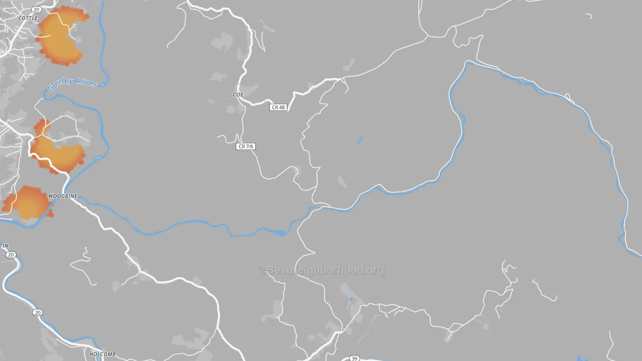 Bike Grade map of Coe, WV