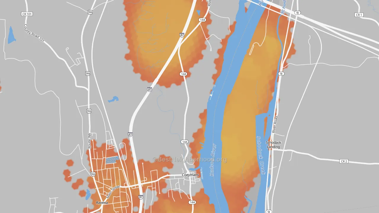 Bike Grade map of Coeymans, NY