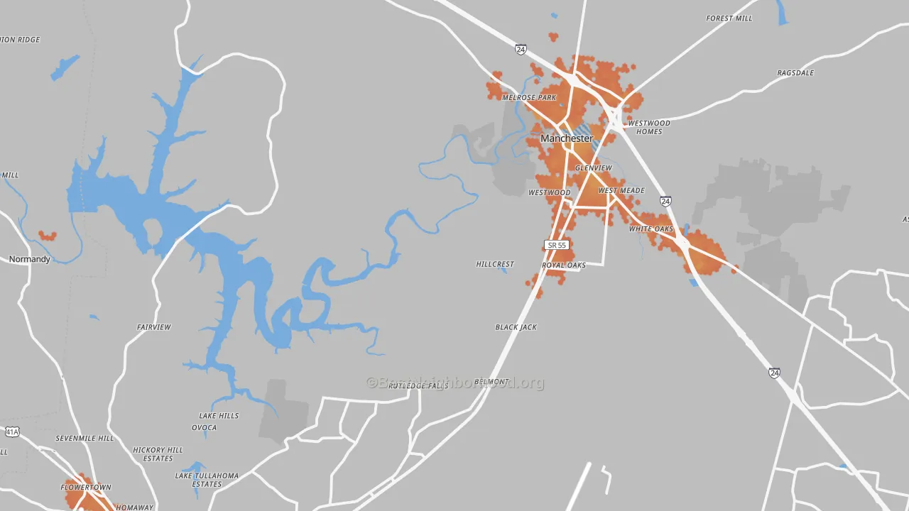 Bike Grade map of Coffee County, TN