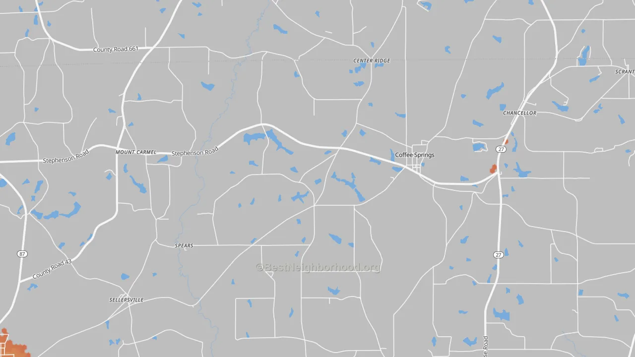Bike Grade map of Coffee Springs, AL