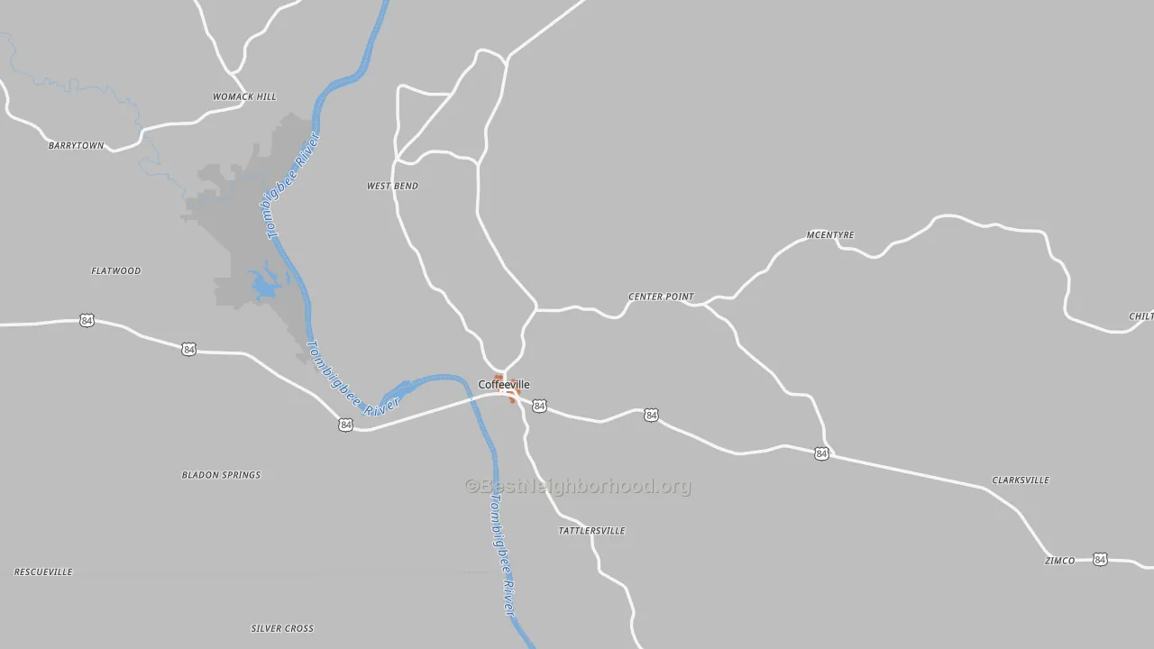 Bike Grade map of Coffeeville, AL