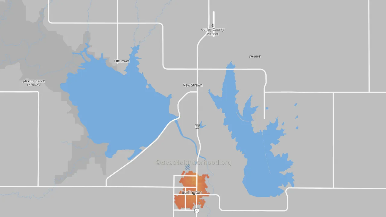 Bike Grade map of Coffey County, KS