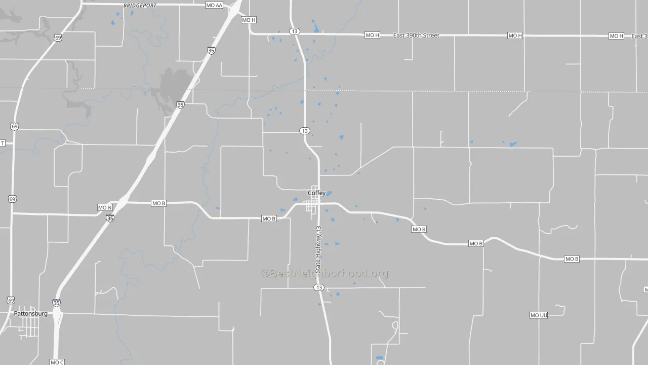 Bike Grade map of Coffey, MO