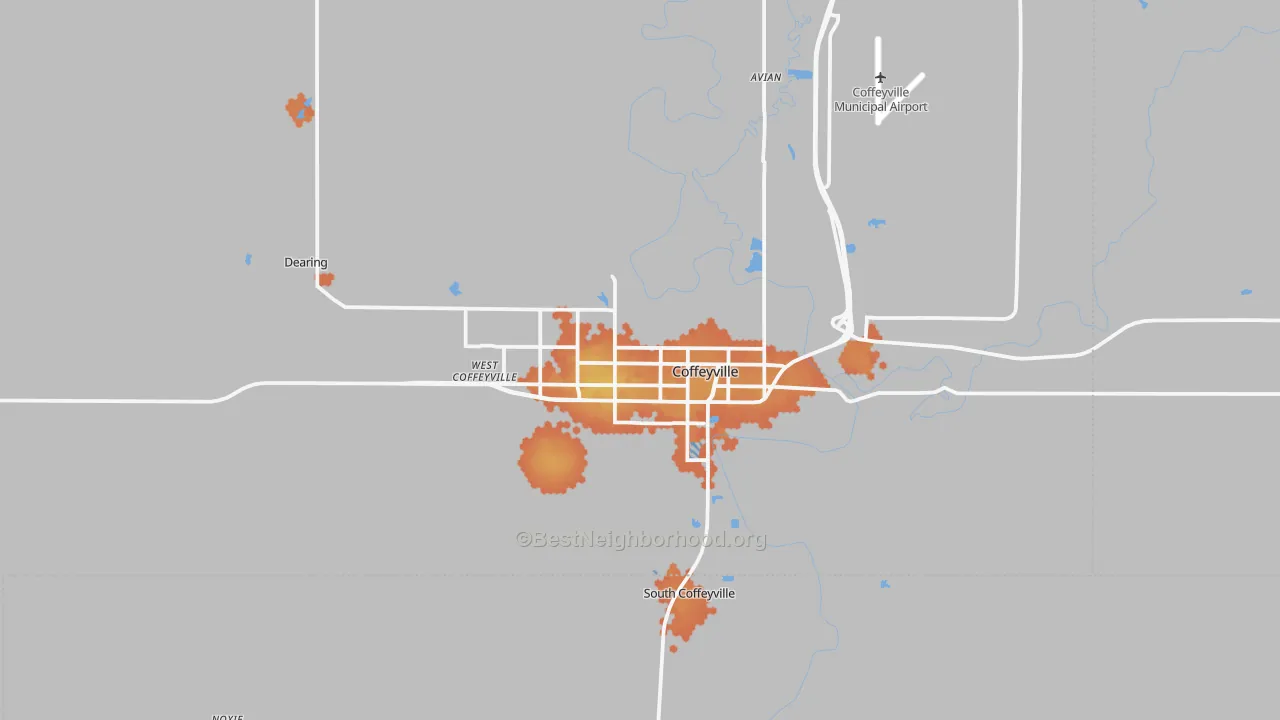Bike Grade map of Coffeyville, KS