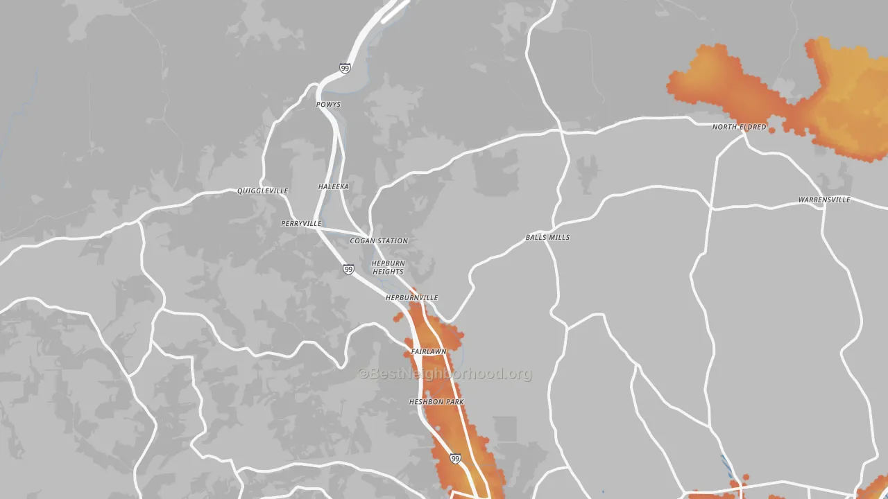 Bike Grade map of Cogan Station, PA