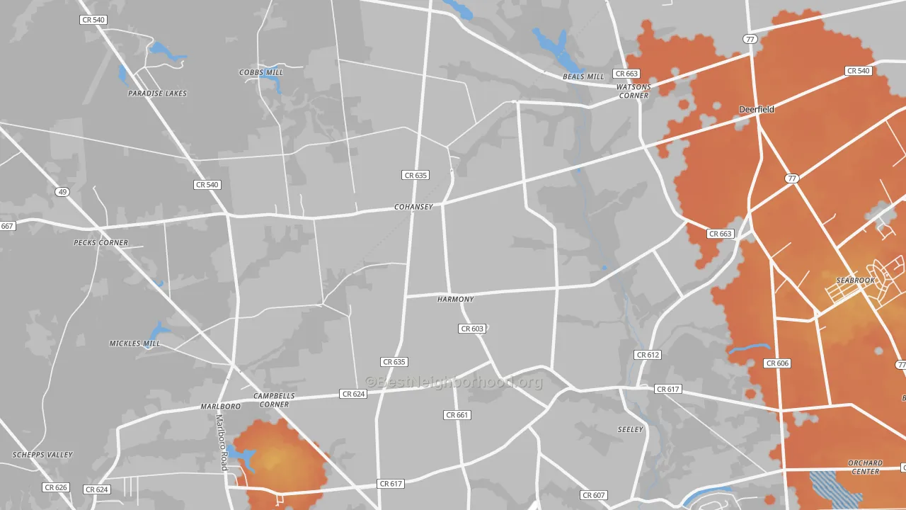 Bike Grade map of Cohansey, NJ