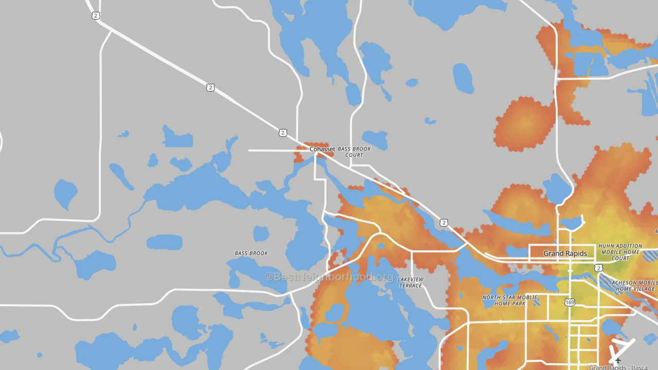 Bike Grade map of Cohasset, MN