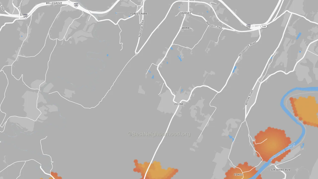 Bike Grade map of Cohill, MD