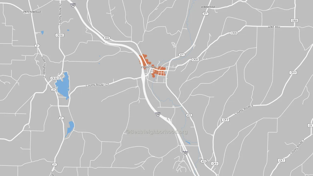 Bike Grade map of Cohocton, NY