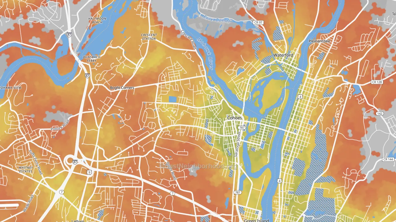 Bike Grade map of Cohoes, NY