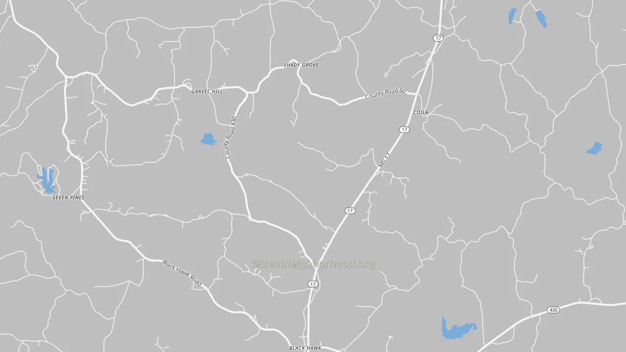 Bike Grade map of Coila, MS