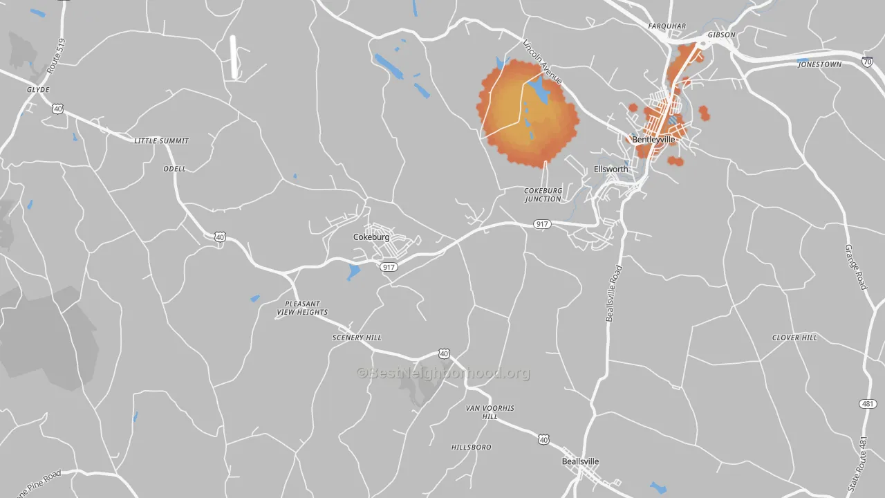 Bike Grade map of Cokeburg, PA