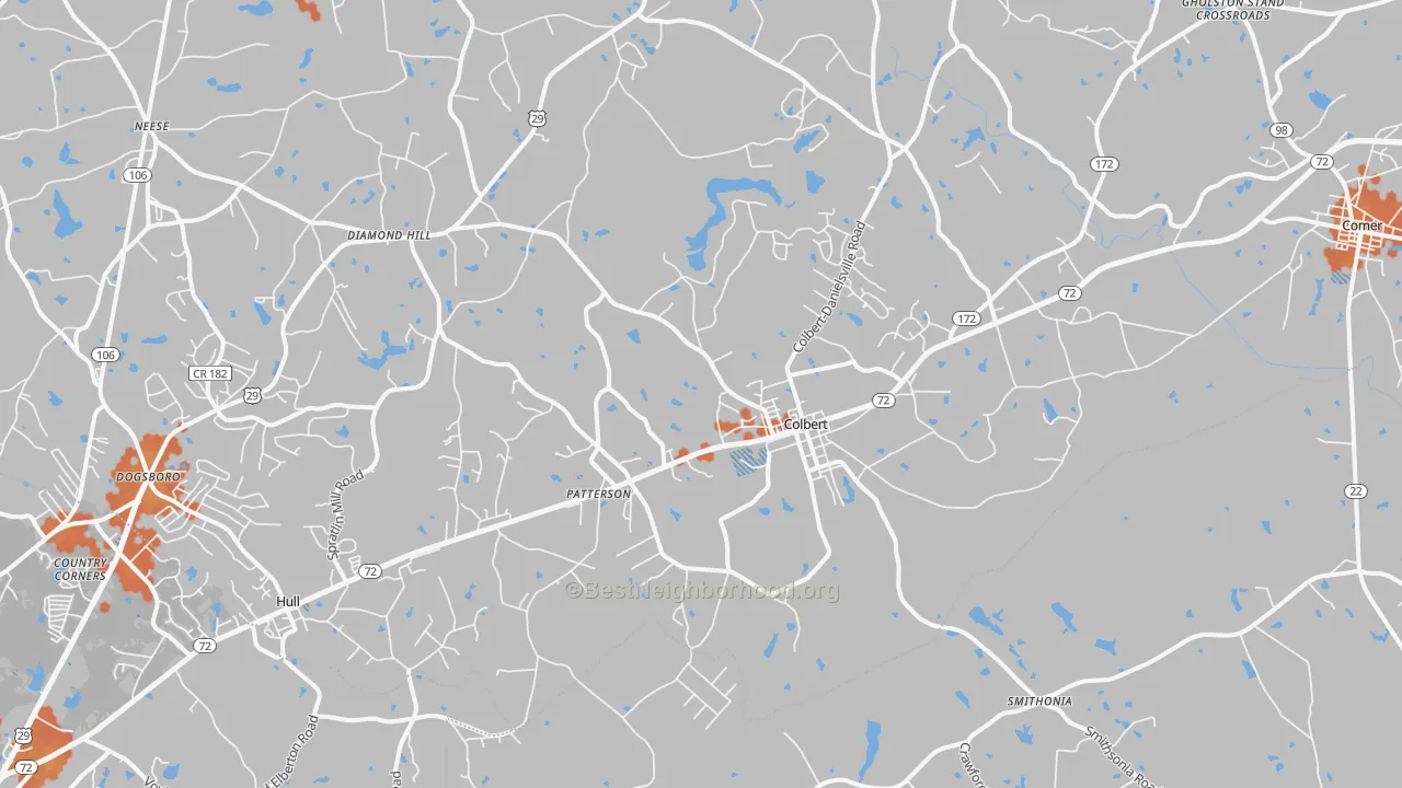 Bike Grade map of Colbert, GA