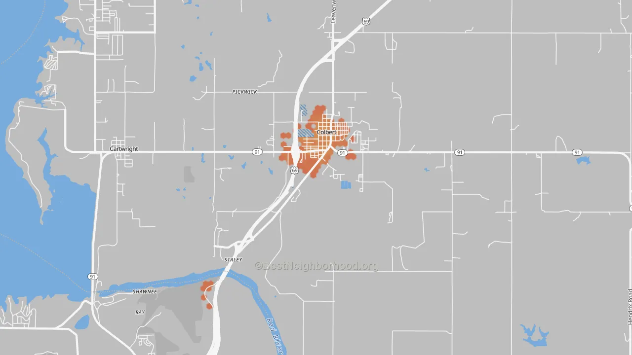 Bike Grade map of Colbert, OK