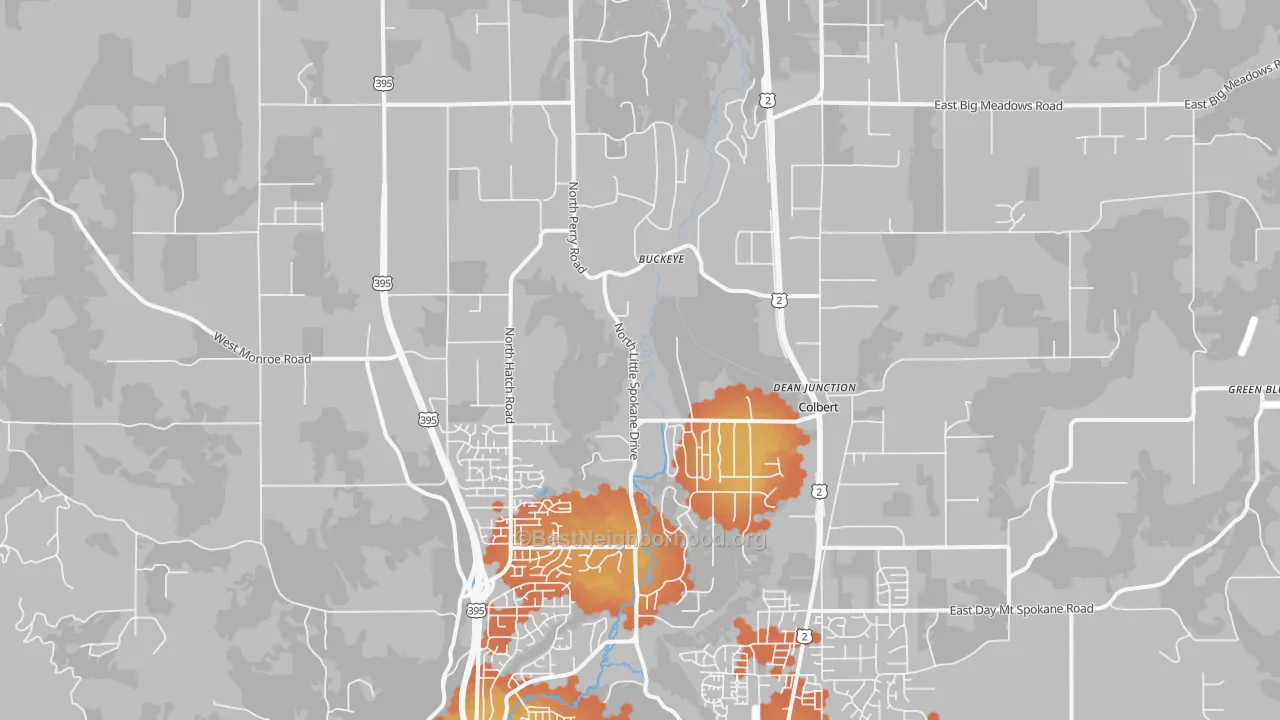 Bike Grade map of Colbert, WA