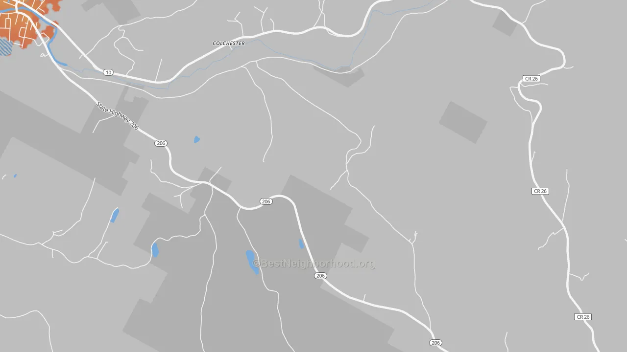 Bike Grade map of Colchester, NY