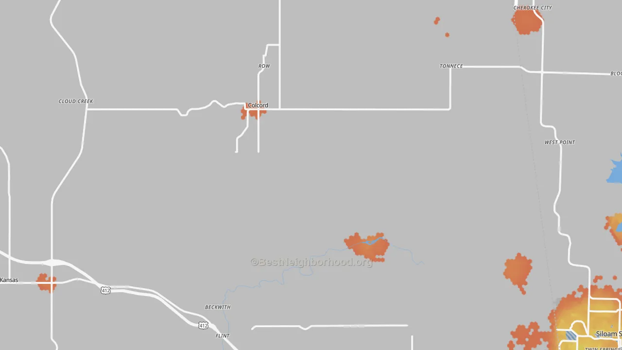 Bike Grade map of Colcord, OK