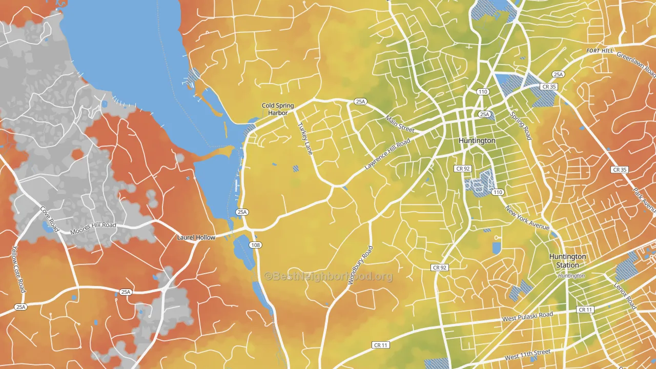 Bike Grade map of Cold Spring Harbor, NY