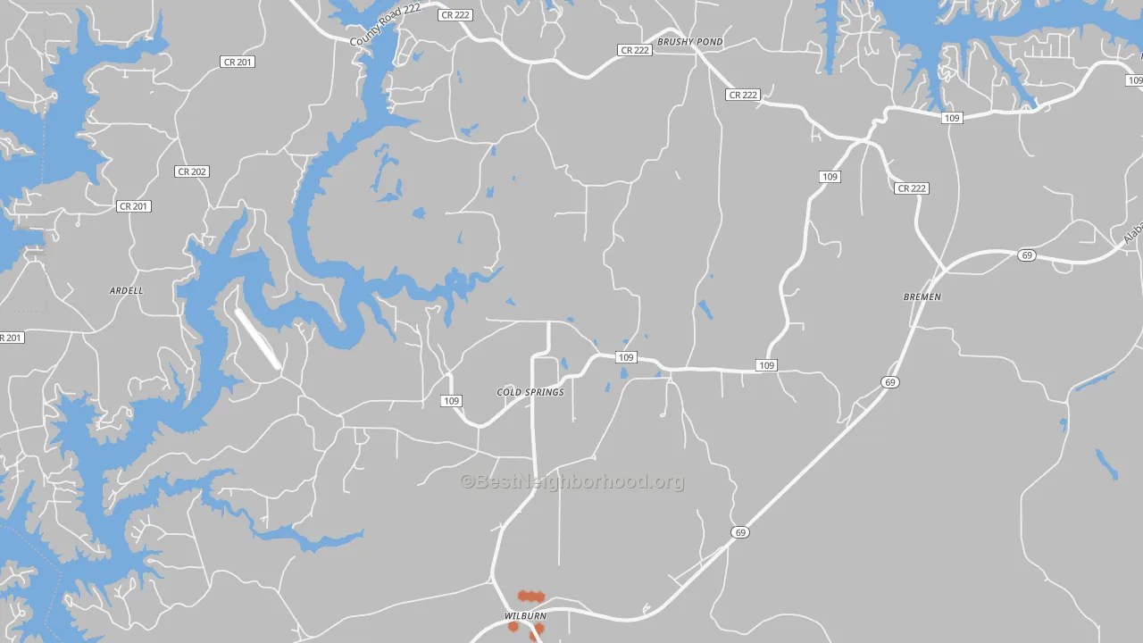 Bike Grade map of Cold Springs, AL