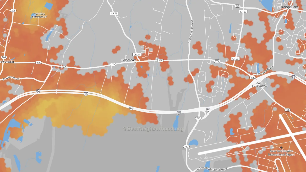 Bike Grade map of Coldenham, NY