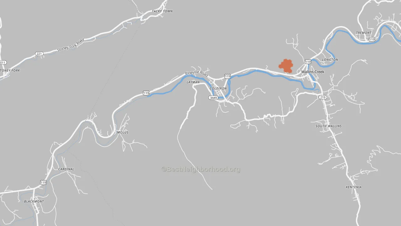 Bike Grade map of Coldiron, KY