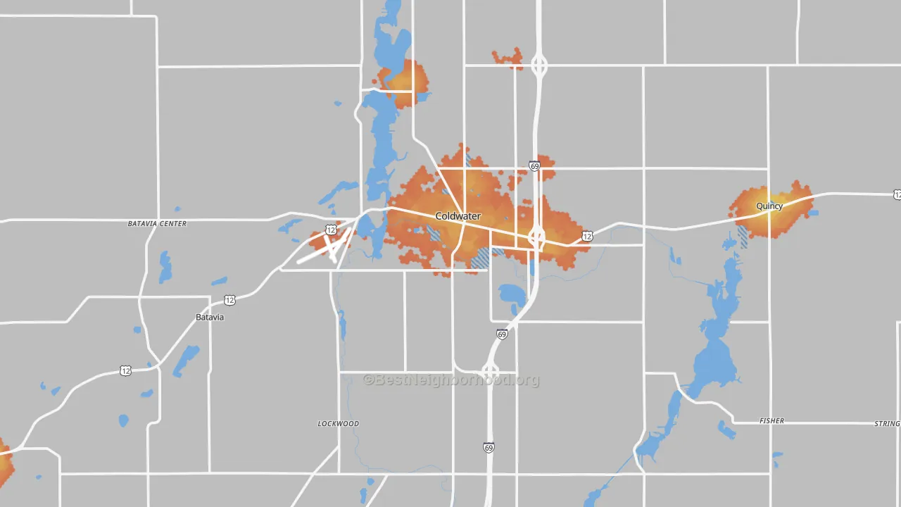 Bike Grade map of Coldwater, MI