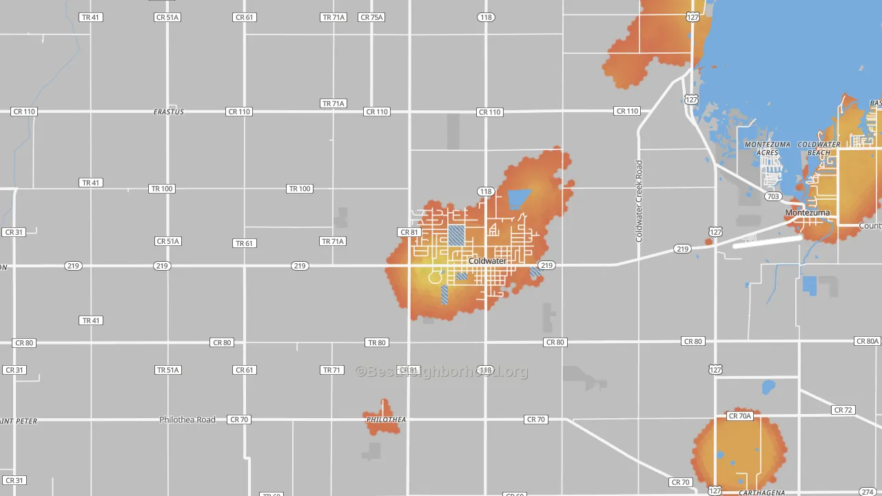 Bike Grade map of Coldwater, OH