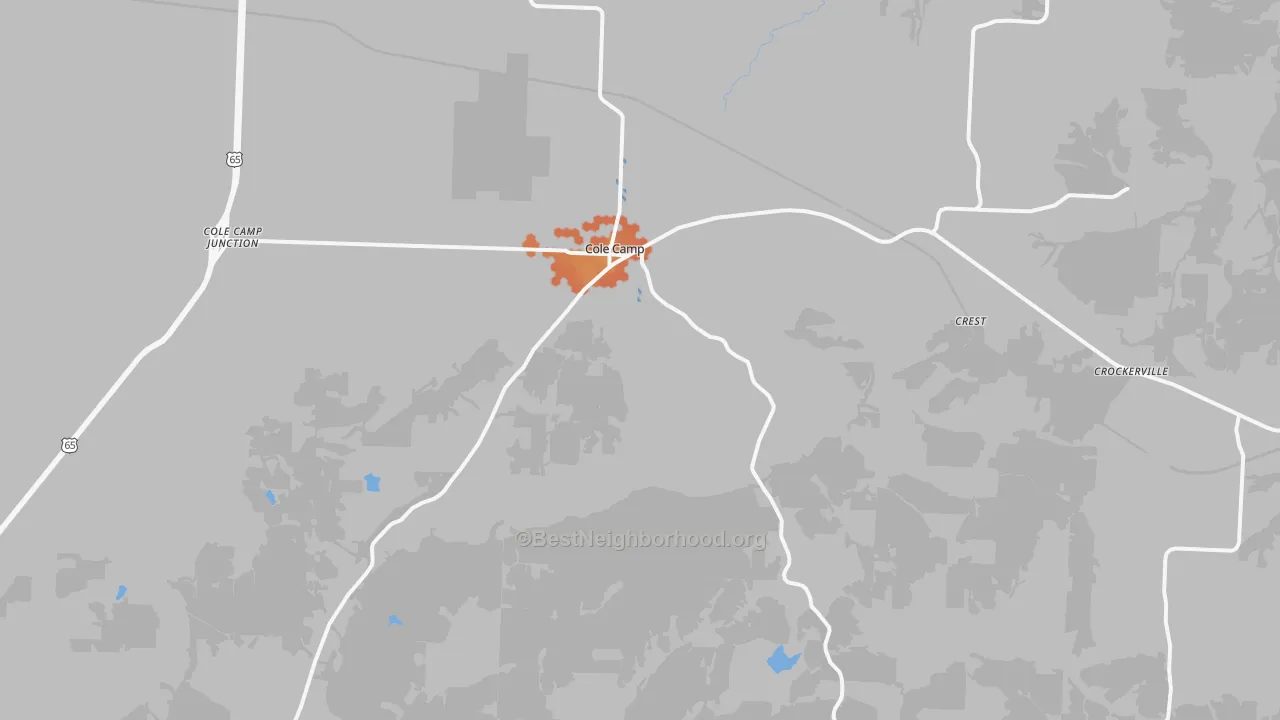 Bike Grade map of Cole Camp, MO