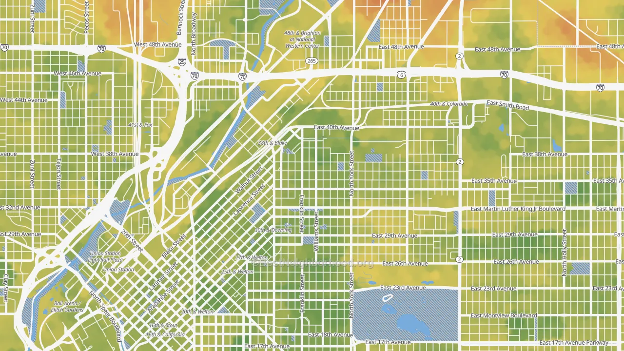 Bike Grade map of Cole, Denver, CO