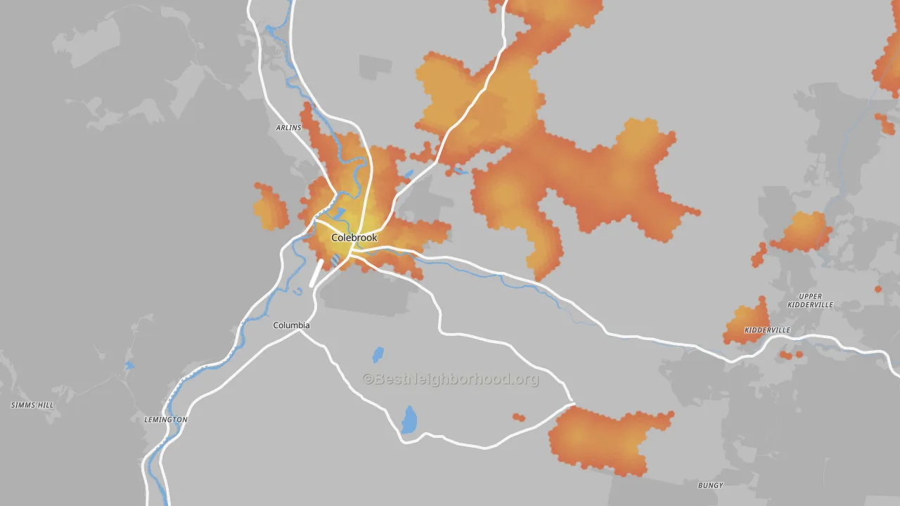 Bike Grade map of Colebrook, NH