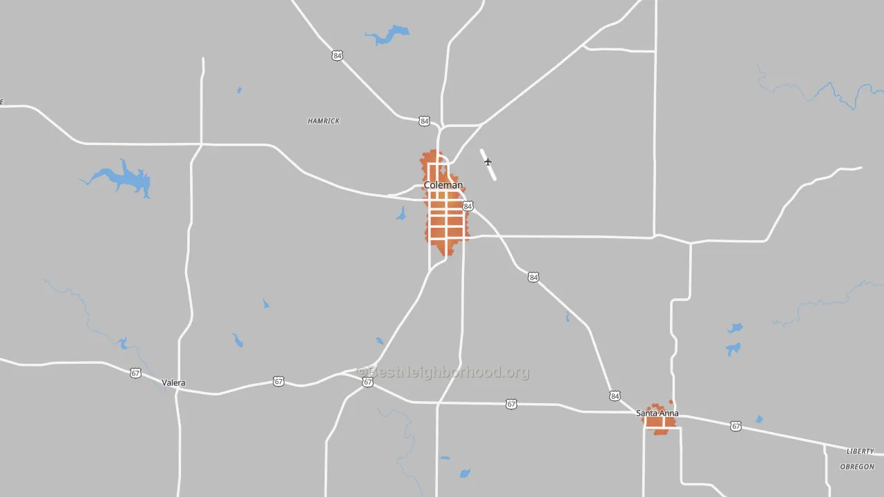 Bike Grade map of Coleman County, TX