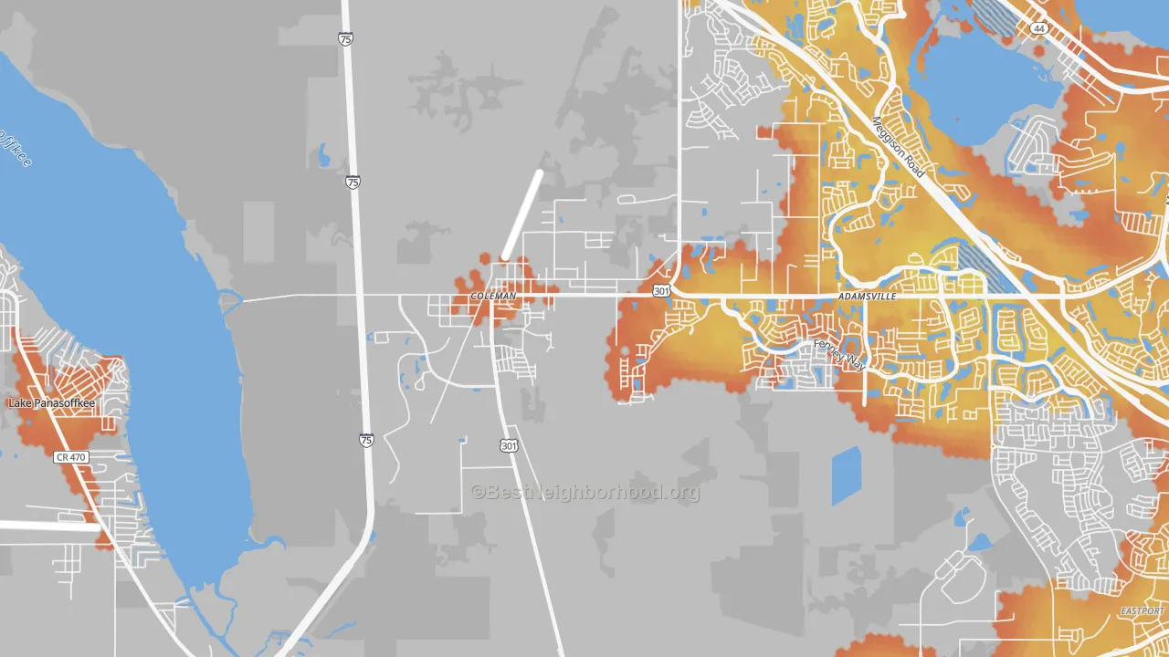 Bike Grade map of Coleman, FL