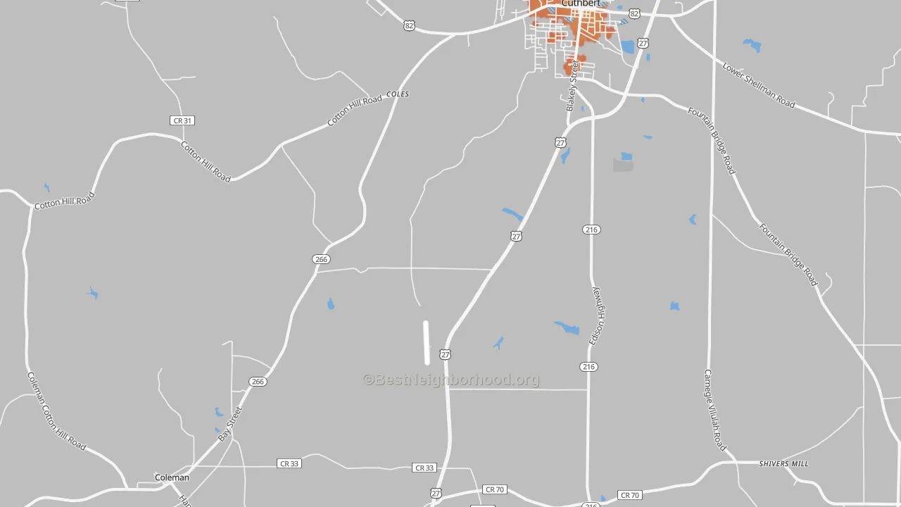 Bike Grade map of Coleman, GA