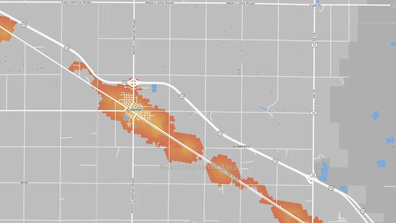 Bike Grade map of Coleman, MI