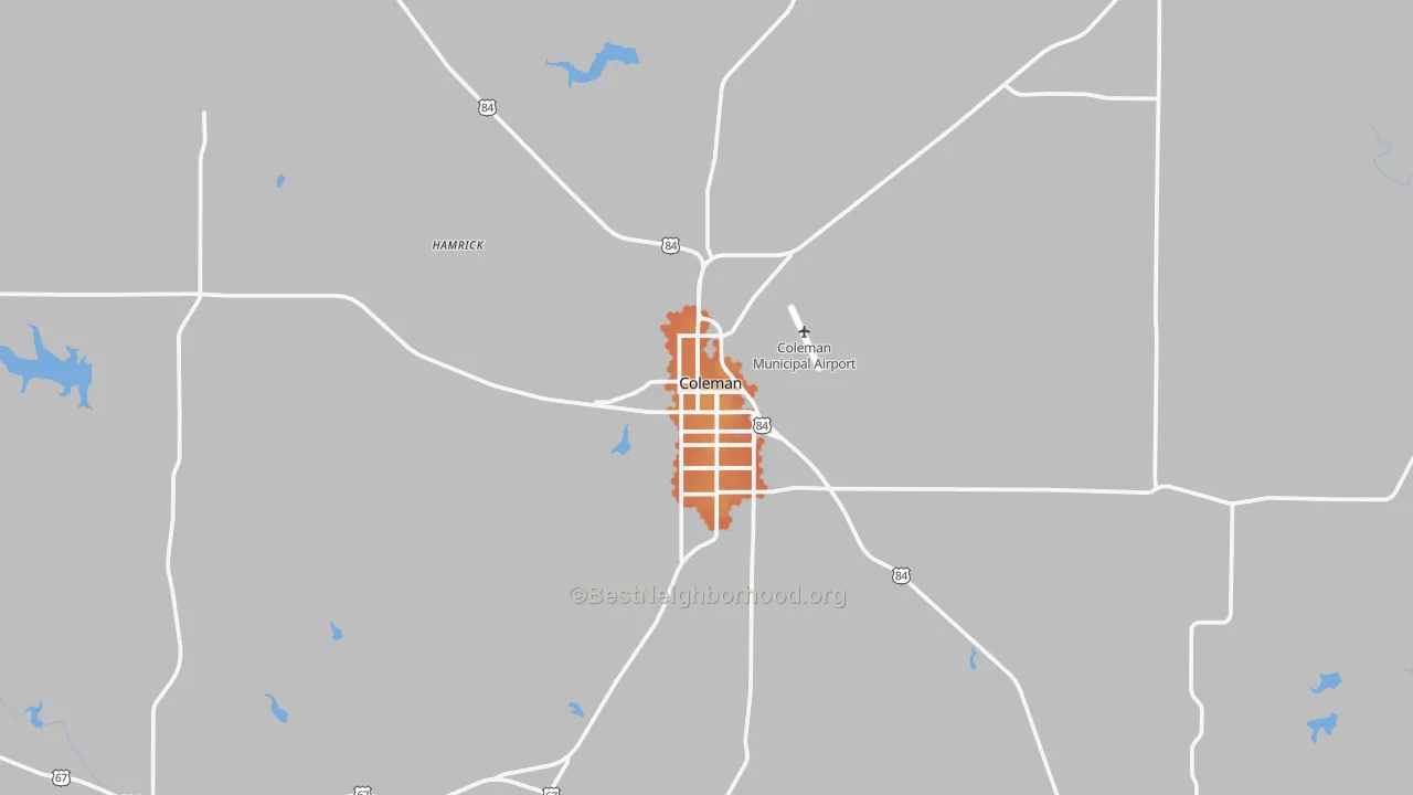 Bike Grade map of Coleman, TX