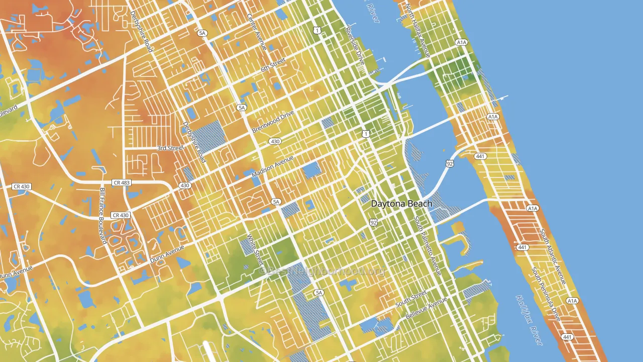 Bike Grade map of Colemans Daytona, Daytona Beach, FL