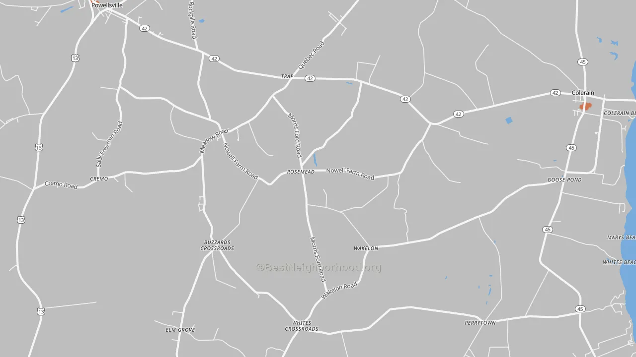 Bike Grade map of Colerain, NC