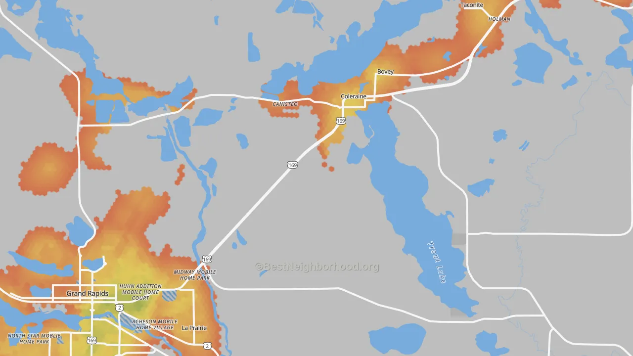 Bike Grade map of Coleraine, MN