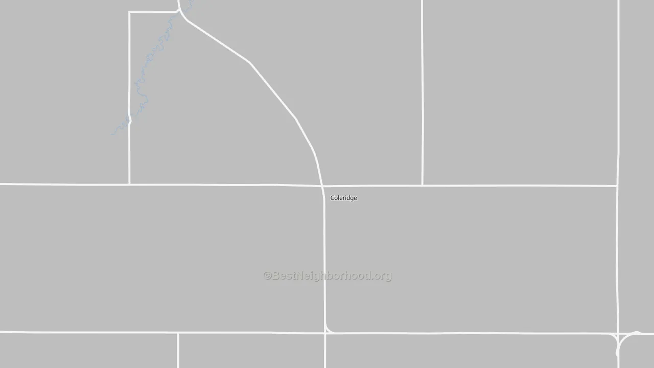 Bike Grade map of Coleridge, NE
