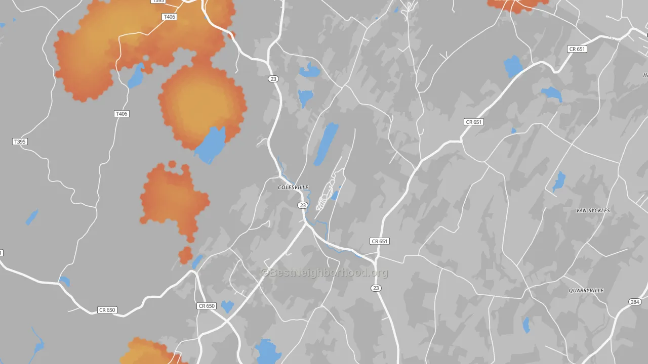 Bike Grade map of Colesville, NJ