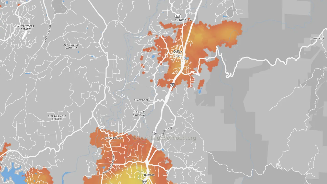 Bike Grade map of Colfax, CA