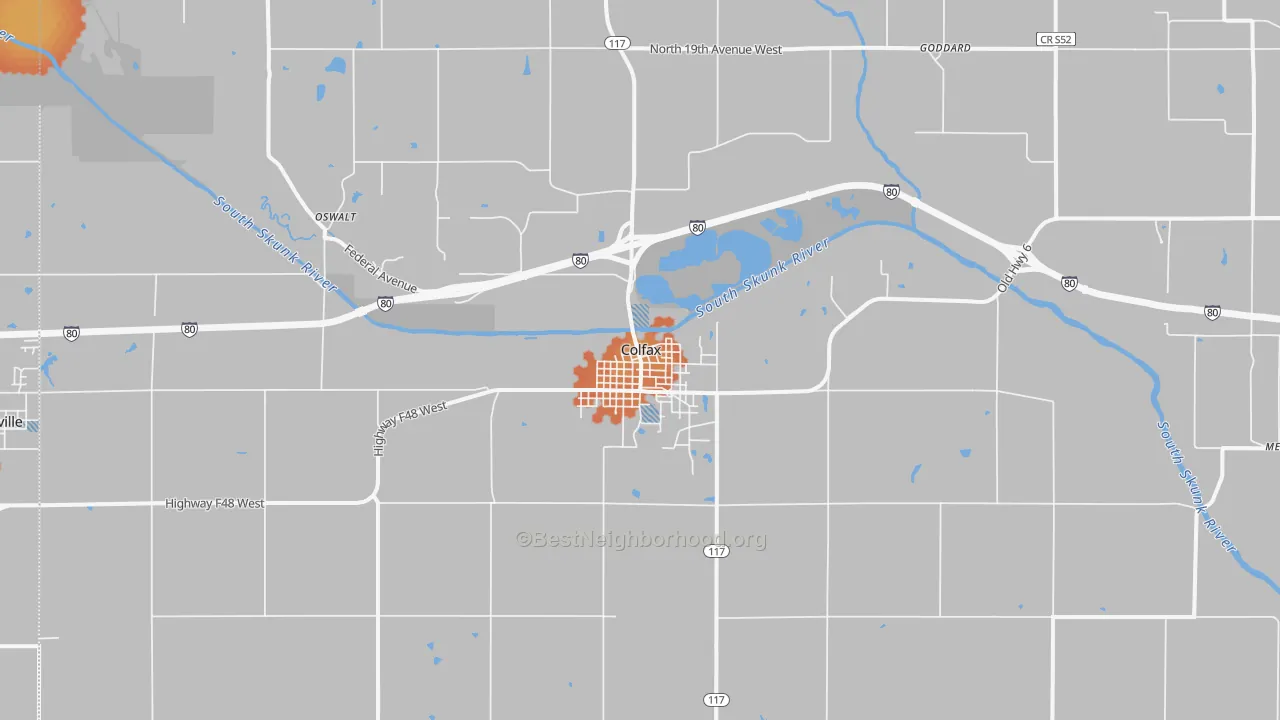 Bike Grade map of Colfax, IA