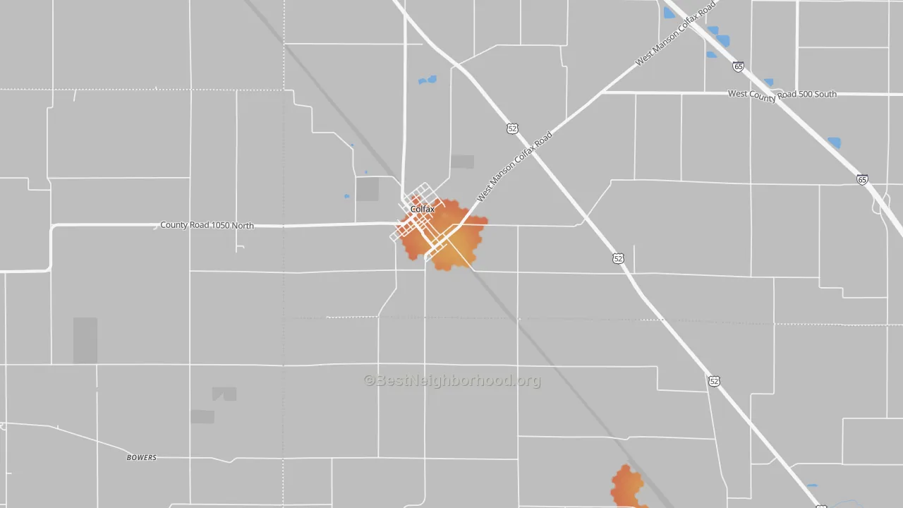 Bike Grade map of Colfax, IN