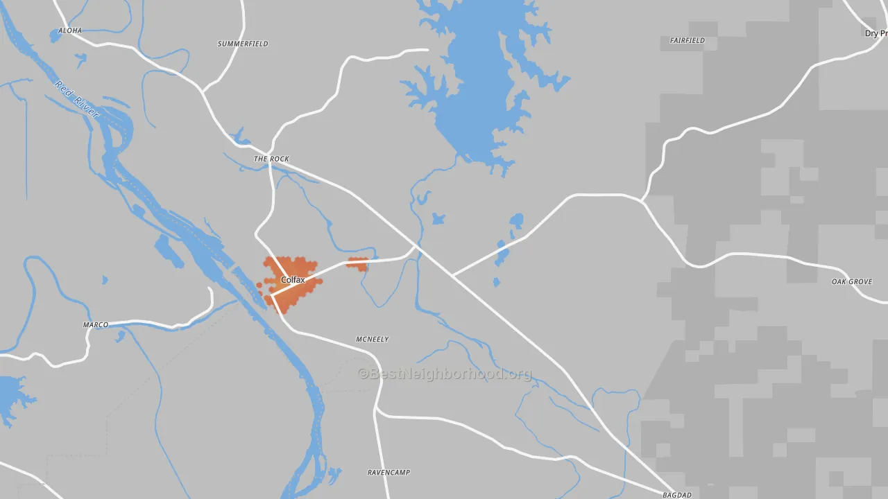 Bike Grade map of Colfax, LA